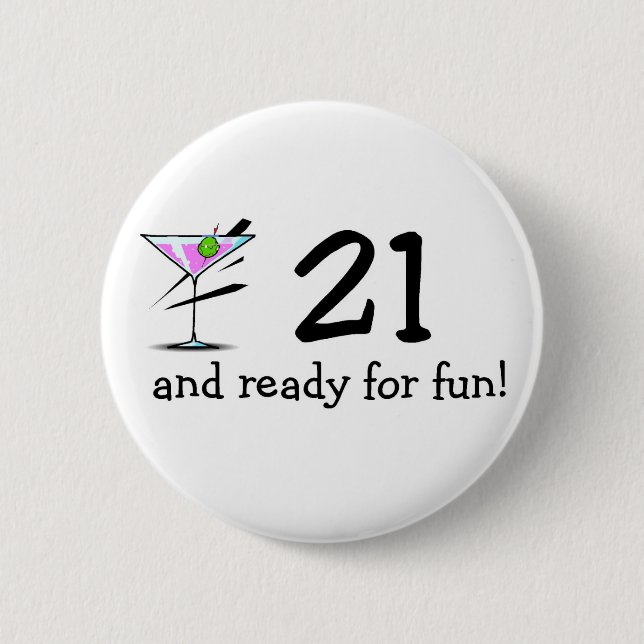 Badge Rond 5 Cm 21 et préparez pour l'amusement Martini (Devant)