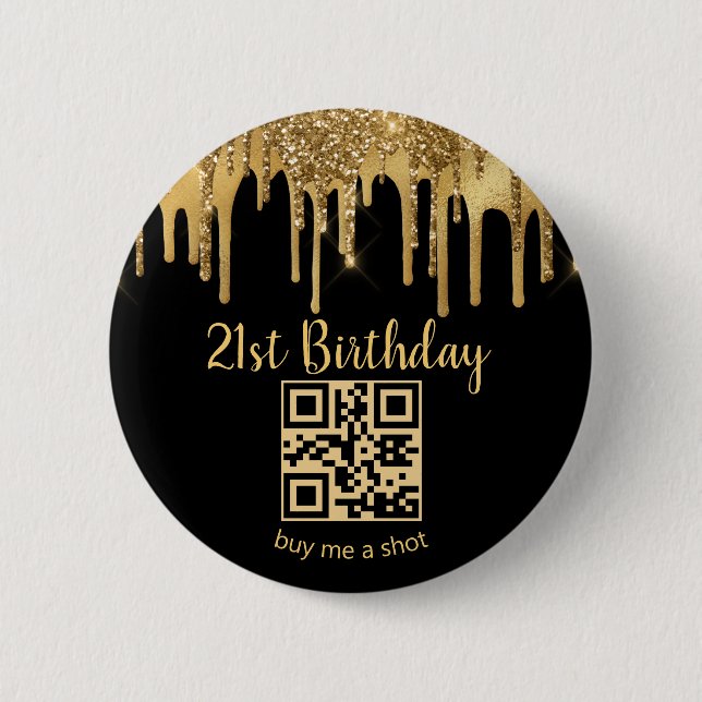 Badge Rond 5 Cm 21e anniversaire, achetez-moi une photo, code qr,  (Devant)