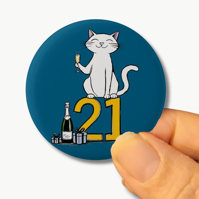 Badge Rond 5 Cm 21e anniversaire fête du chat 21 ans 21 ans 201e (Créateur téléchargé)