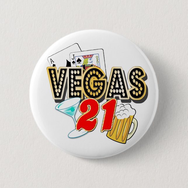 Badge Rond 5 Cm 21ème anniversaire de Vegas (Devant)