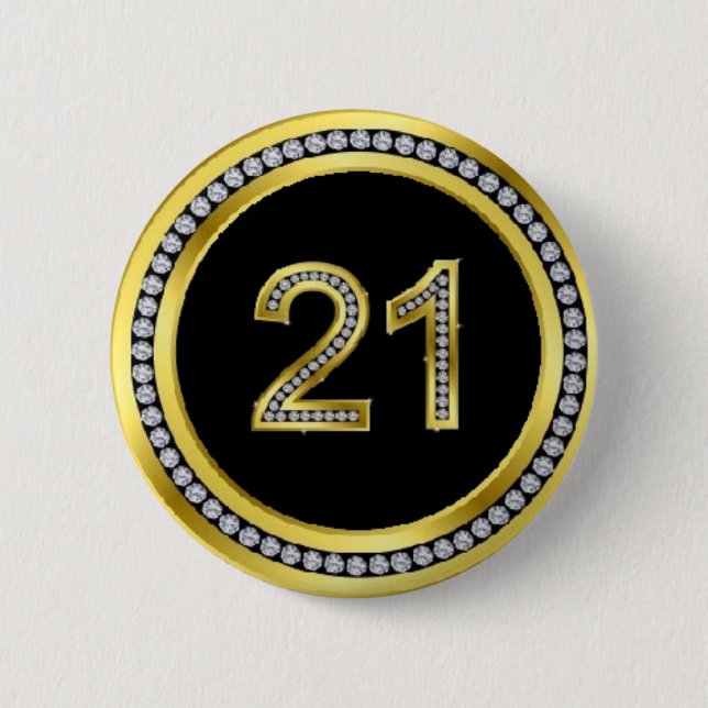 Badge Rond 5 Cm 21ème borne d'anniversaire de diamant (Devant)