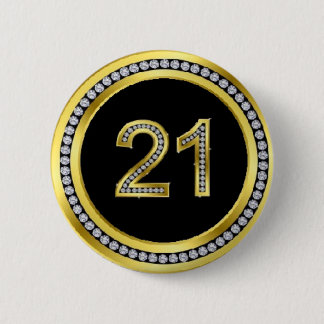 Badge Rond 5 Cm 21ème borne d'anniversaire de diamant