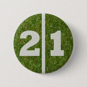Badge Rond 5 Cm 21ème Bouton de yard du football d'anniversaire