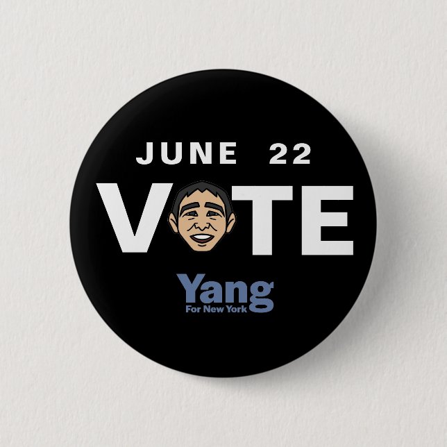 Badge Rond 5 Cm 22 juin Vote Yang Maire NYC (Devant)