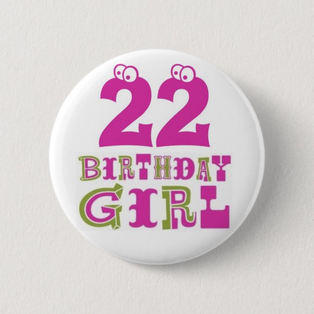 Badge Rond 5 Cm 22ème Insigne de bouton de fille d'anniversaire (Devant)