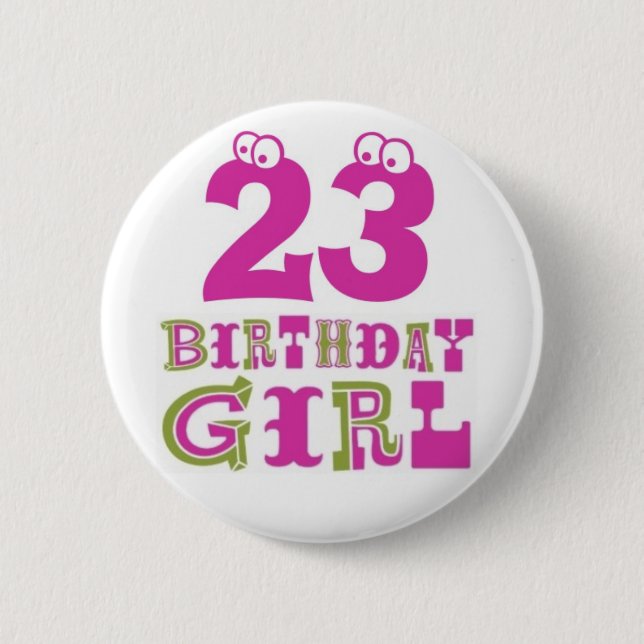 Badge Rond 5 Cm 23ème Insigne de bouton de fille d'anniversaire (Devant)