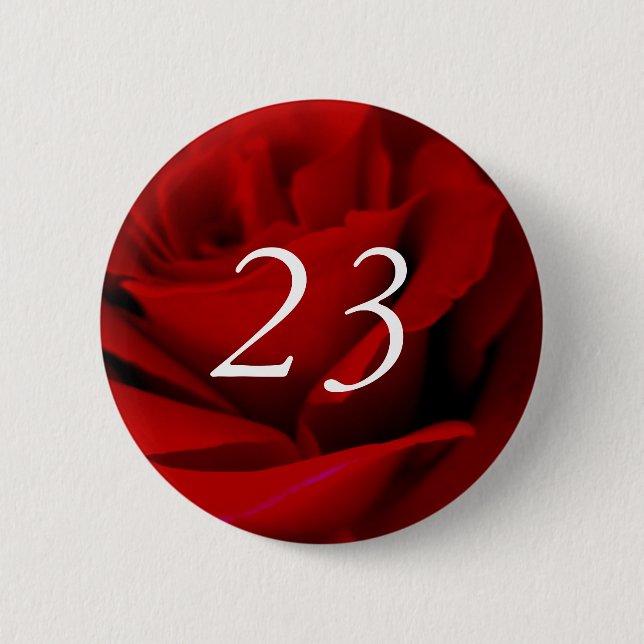 Badge Rond 5 Cm 23rd Red Rose Birthday Button (Devant)