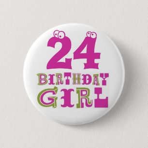 Badge Rond 5 Cm 24ème Insigne de bouton de fille d'anniversaire