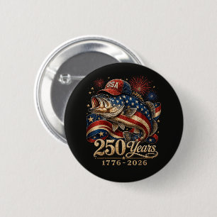 Badge Rond 5 Cm 250 Amérique 1776 2026 Pêche à la basse USA Drapea