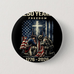 Badge Rond 5 Cm 250 Ans Croix Chrétienne Et Drapeau Usa 1776 2026