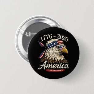 Badge Rond 5 Cm 250 ans d'Amérique 1776 2026 Aigle Vintage