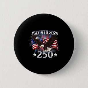Badge Rond 5 Cm 250 Ans Drapeau Américain 250e Anniversaire États-