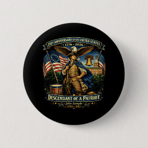 Badge Rond 5 Cm 250e anniversaire États-Unis 1776–2026 Patrimoine