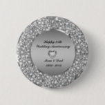 Badge Rond 5 Cm 25e Wedding Anniversary<br><div class="desc">Diamants croisés et argent (image pas de vrais ou faux diamants) 50e anniversaire de Mariage Plaque personnalisable. A voir comme une horloge murale et une assiette de diner.</div>