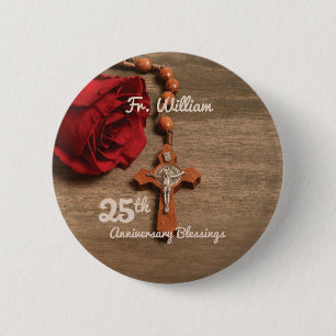Badge Rond 5 Cm 25ème anniversaire de classification de prêtre