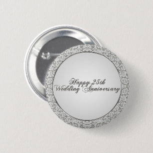 Badge Rond 5 Cm 25ème Bouton d'anniversaire de mariage