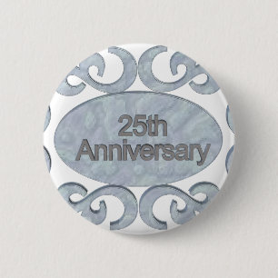 Badge Rond 5 Cm 25ème Boutons d'anniversaire de mariage