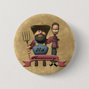 Badge Rond 5 Cm 25ème Cadeaux d'anniversaire de mariage