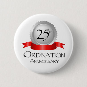 Badge Rond 5 Cm 25th Ordination Anniversary Cross Host
