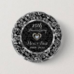 Badge Rond 5 Cm 25th Wedding Anniversary