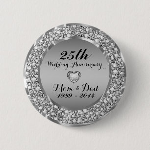Badge Rond 5 Cm 25th Wedding Anniversary 2