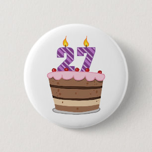 Badge Rond 5 Cm 27 ans sur le gâteau d'anniversaire