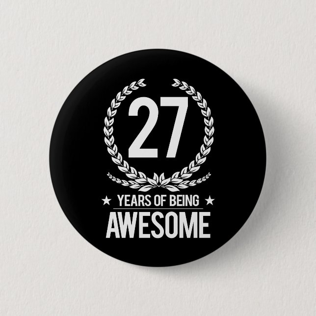 Badge Rond 5 Cm 27ème Anniversaire (27 ans d'être impressionnants) (Devant)