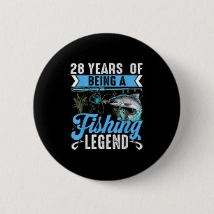 Badge Rond 5 Cm 28 ans de légende de la pêche 28e anniversaire F
