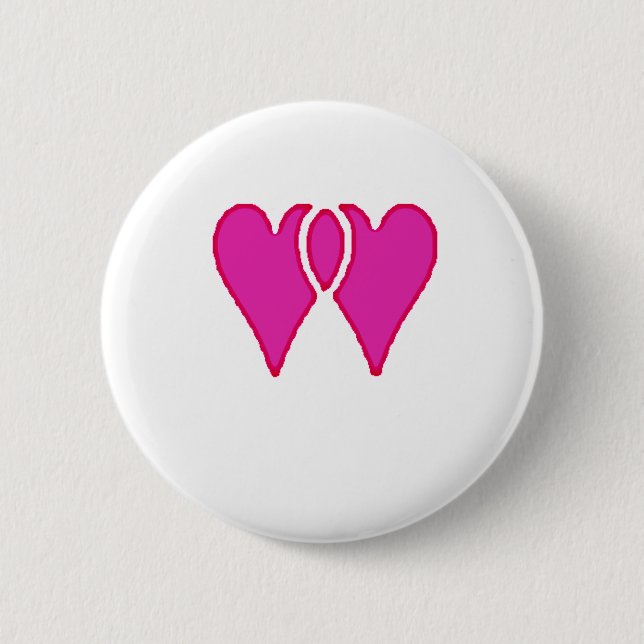 Badge Rond 5 Cm 2 Coeurs ensemble Amour RB Modèle (Devant)