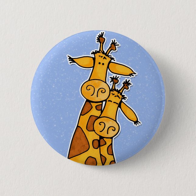 Badge Rond 5 Cm 2 girafes (Devant)