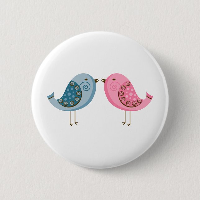 Badge Rond 5 Cm 2 Oiseaux (Devant)
