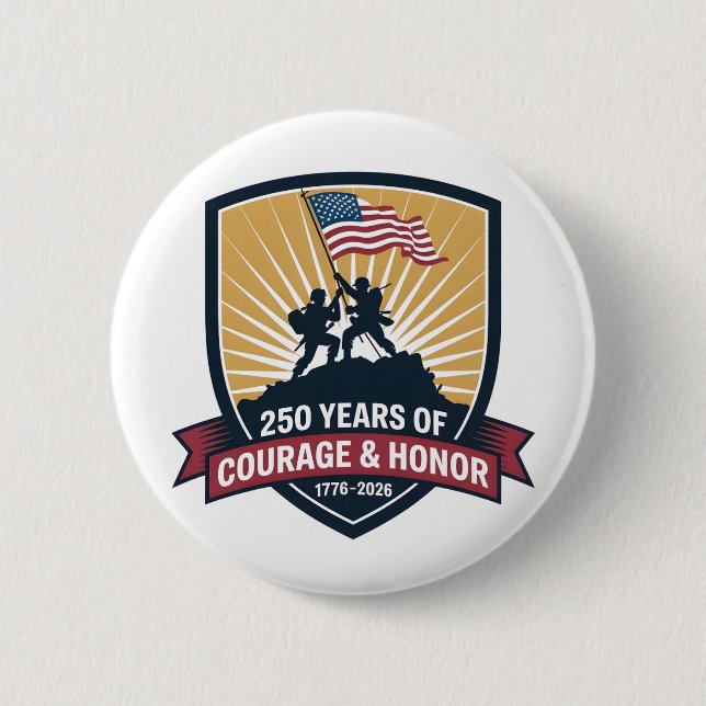 Badge Rond 5 Cm 2 USA 250th Anniversary Courage Honor Patriotic (Devant)
