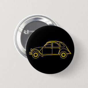 Badge Rond 5 Cm 2CV Deux Chevaux bleu jaune