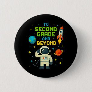 Badge Rond 5 Cm 2e année et au-delà Astronaut Space Boys Gamer Fi