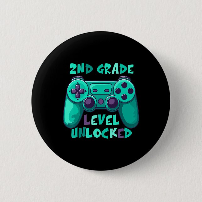 Badge Rond 5 Cm 2e année Garçons Gamer Niveau Ck À l'école Premier (Devant)