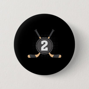 Badge Rond 5 Cm 2e anniversaire de hockey sur glace 2 ans Annivers