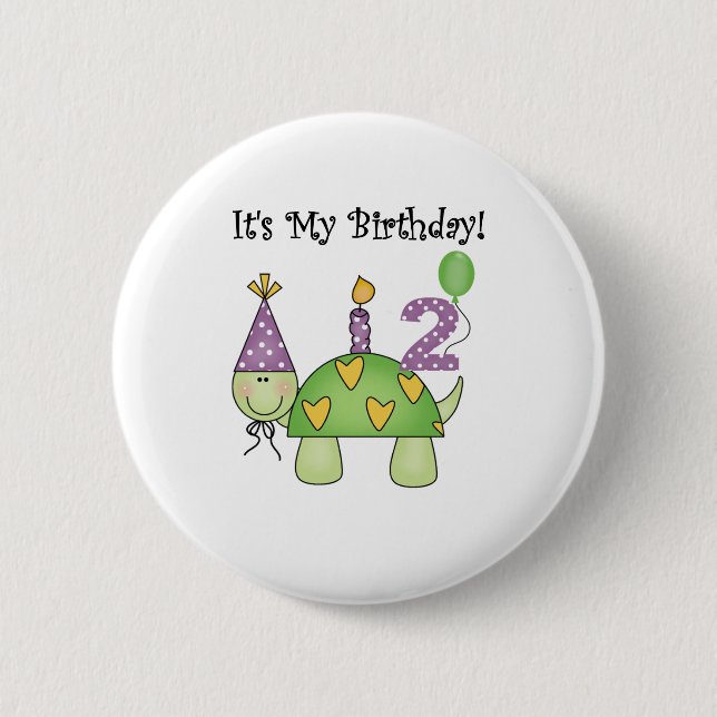 Badge Rond 5 Cm 2ème anniversaire de tortue (Devant)