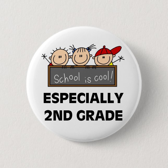 Badge Rond 5 Cm 2ème L'école primaire est fraîche (Devant)