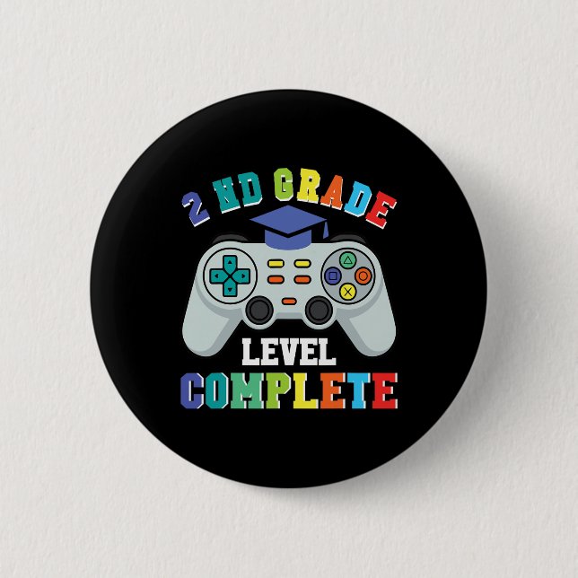 Badge Rond 5 Cm 2nd Grade Gamer Boys – Level Complete Ck To School (Devant)