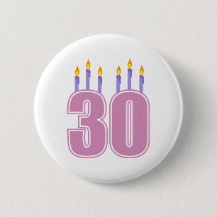 Badge Rond 5 Cm 30 bougies d'anniversaire (rose/pourpre)