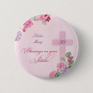 Badge Rond 5 Cm 30e anniversaire de la vie religieuse Nonne cathol