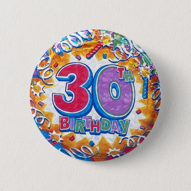 Badge Rond 5 Cm 30ème Bouton d'anniversaire (Devant)