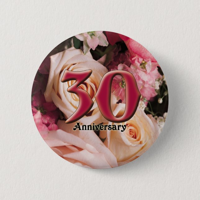 Badge Rond 5 Cm 30ème Boutons d'anniversaire de mariage (Devant)