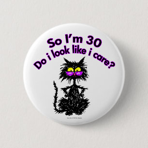 Badge Rond 5 Cm 30ème Cadeaux de chat d'anniversaire