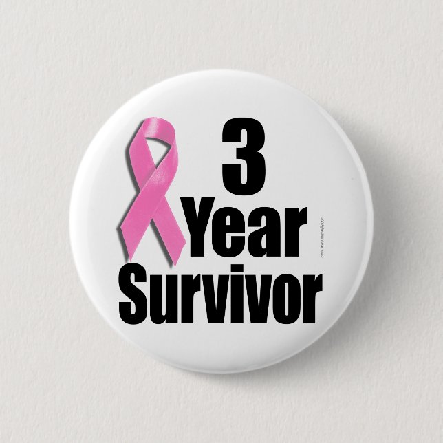 Badge Rond 5 Cm 3 ans Survivant du cancer du sein (Devant)