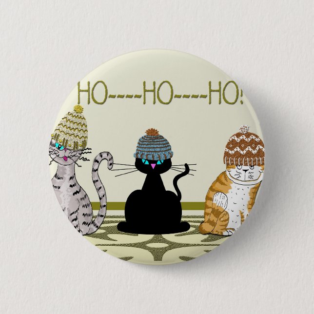 Badge Rond 5 Cm 3 chats avec Noël de casquettes (Devant)