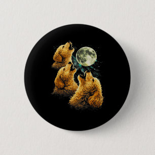 Badge Rond 5 Cm 3 chiens golden doodle hurlant lune drôle mignon