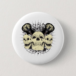 Badge Rond 5 Cm 3 crânes de petit pain de la roche n