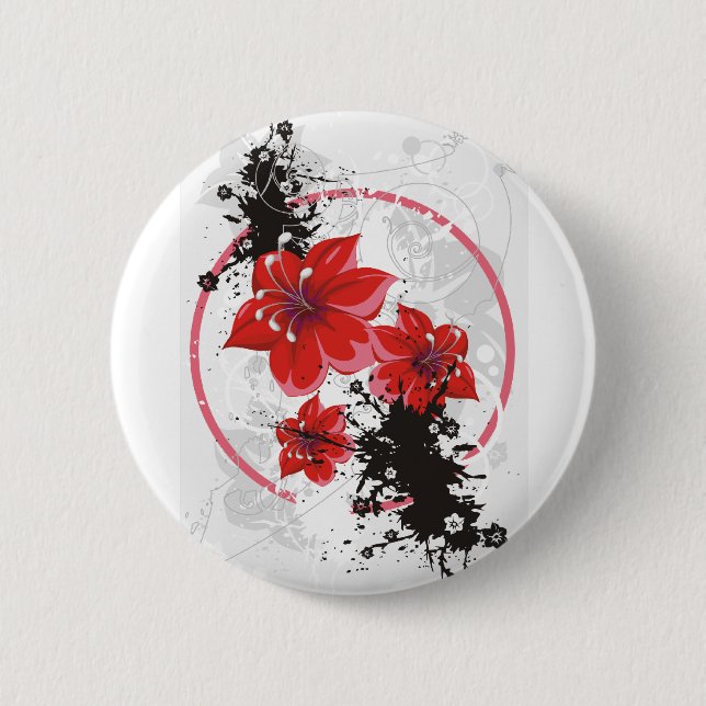 Badge Rond 5 Cm 3 jolies fleurs - couleur (Devant)