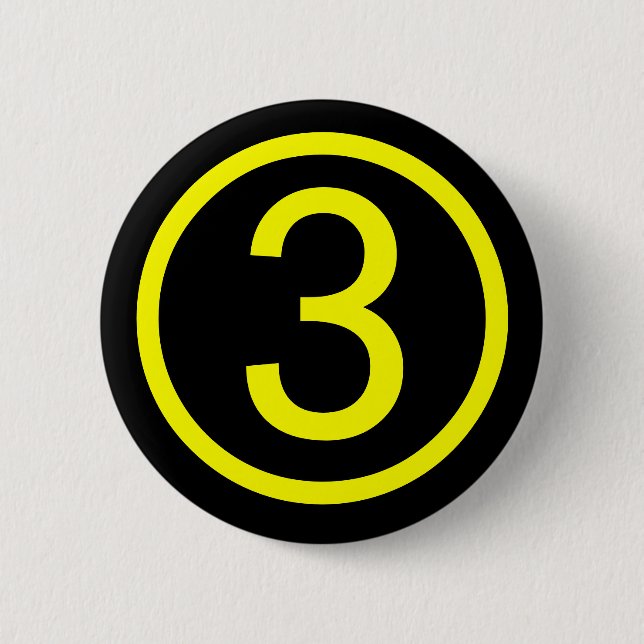 Badge Rond 5 Cm 3 - numéro trois (Devant)